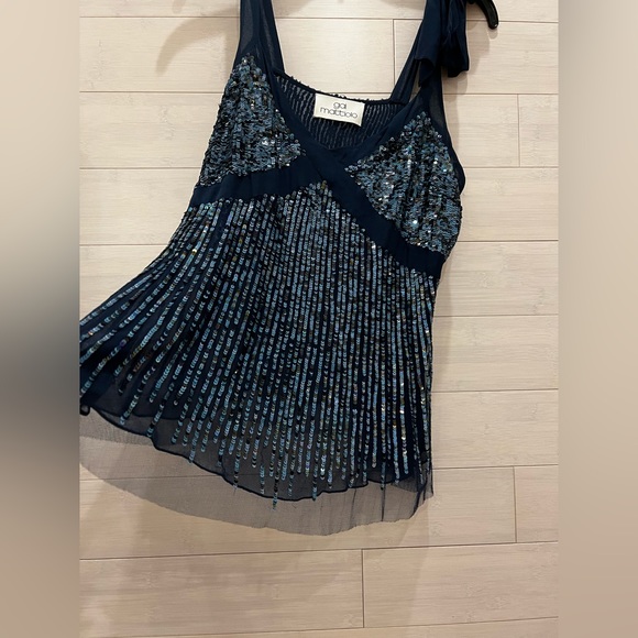 Gai Mattiolo Blue Silk Sequence Top - Picture 4 of 5
